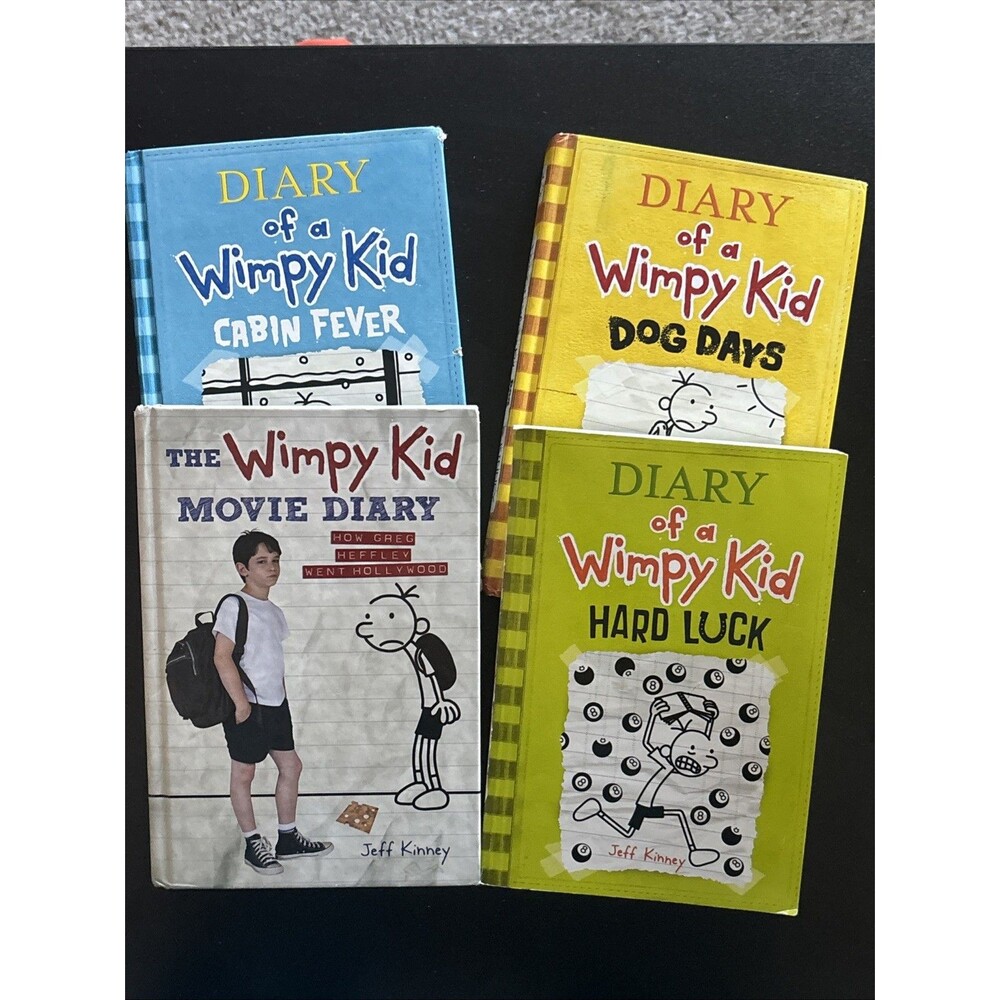 Diary of a Whimpy Kid Book Lot Movie Diary-Hard Luck-Dog Days-Cabin Fever HC 1PB